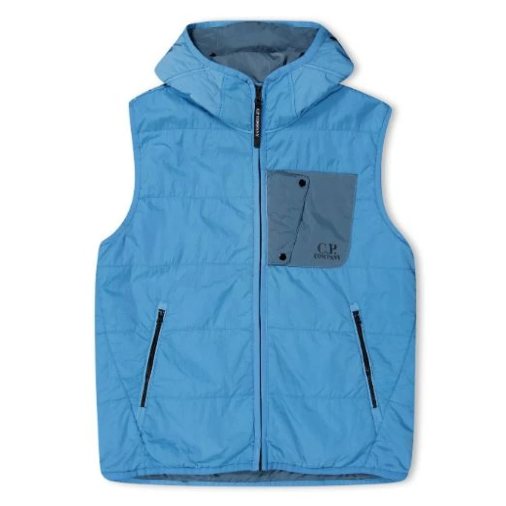 C.p. Company Boys Blue Waistcoats, 4 Y, Hooded Gilet