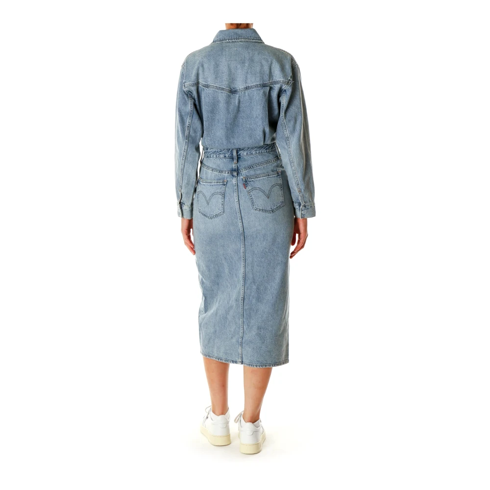 Levi's Denim Midi Overhemdjurk Blue Dames