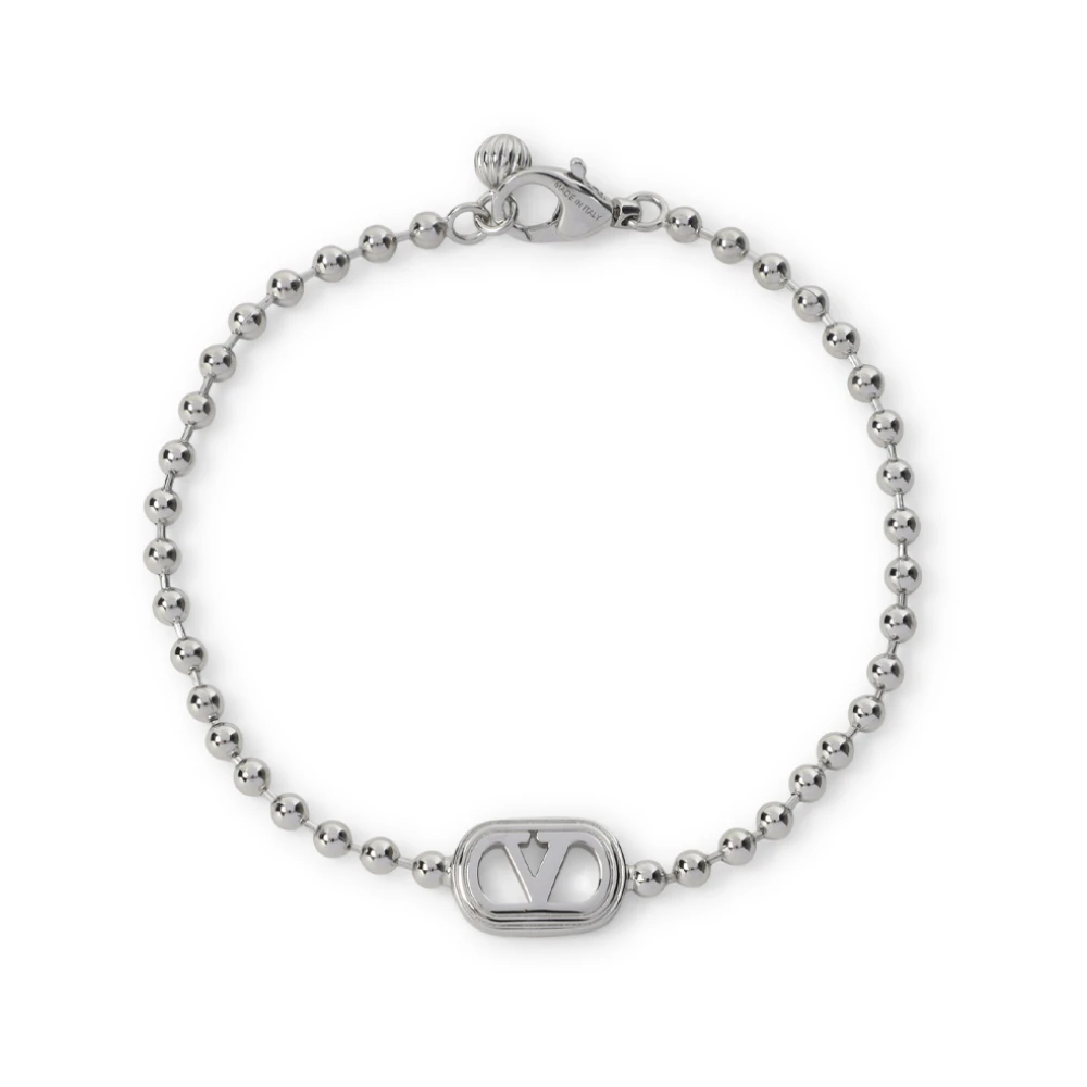 Valentino Garavani Men's Gray Bracelets, M, Ovalette Metal Bracelet