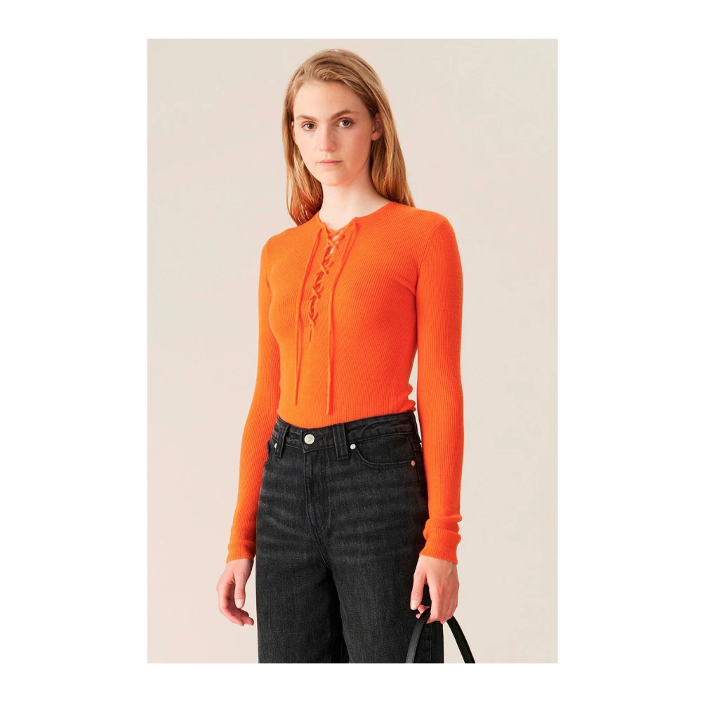 Ganni Oranje Merino Wol Blouse Orange Dames