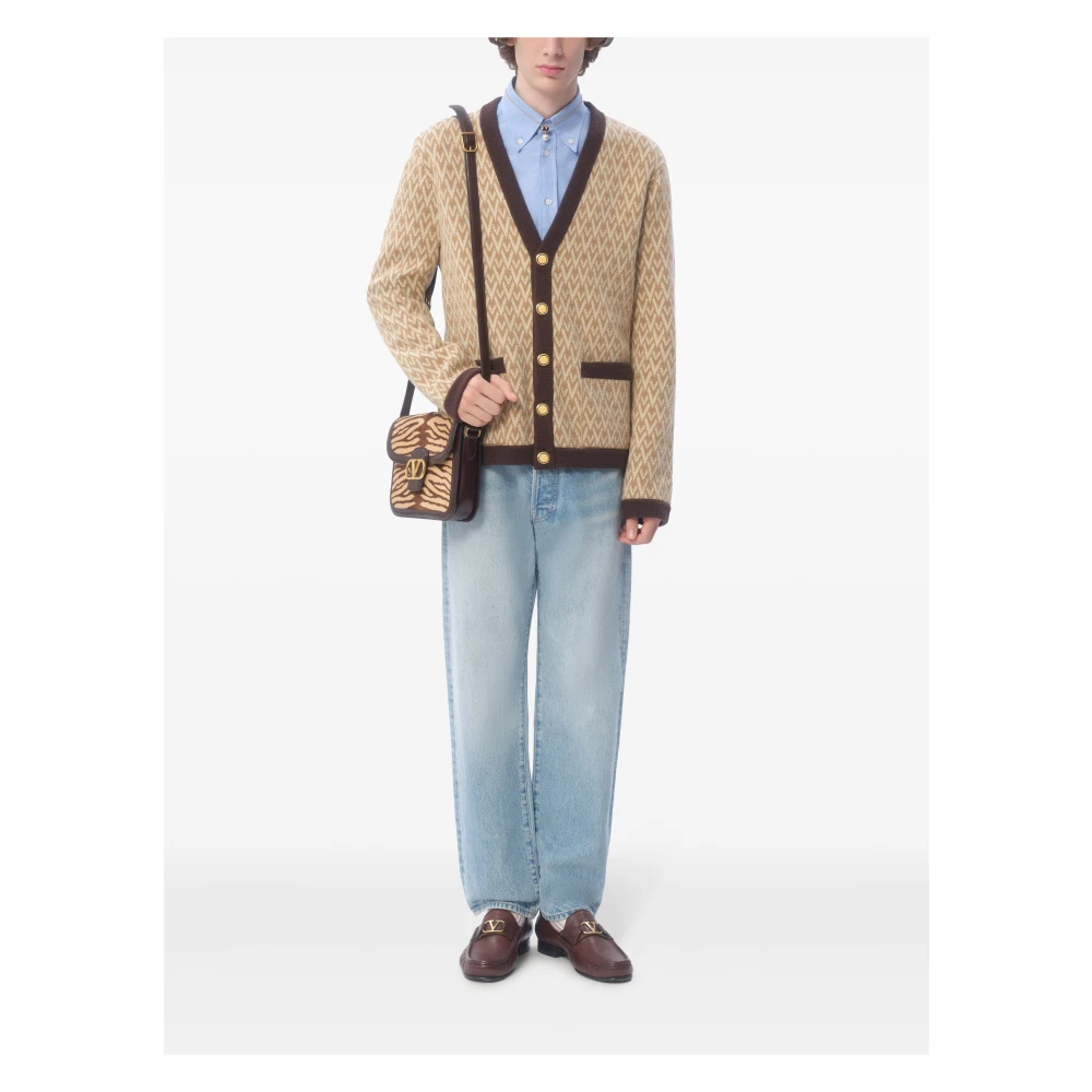 Valentino Garavani Beige Wollen Vest met Jacquard Motief Beige Heren