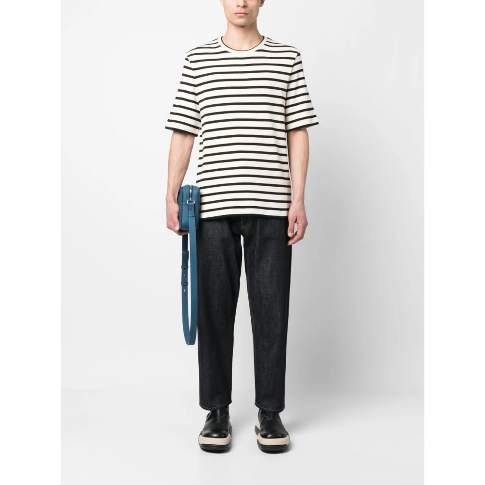 Jil Sander Grijze Streep Print T-shirt Gray Heren