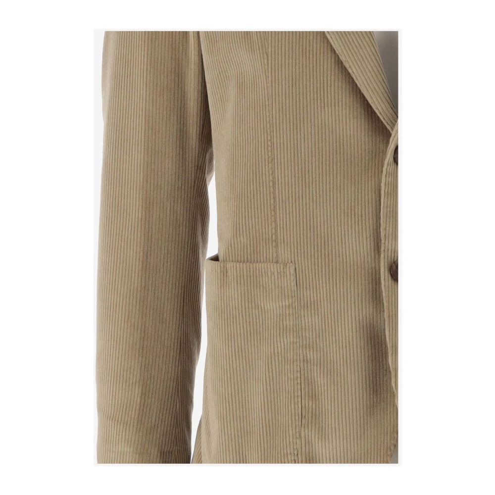 Tagliatore Stretch katoenen ribfluwelen jas met revers Beige Heren