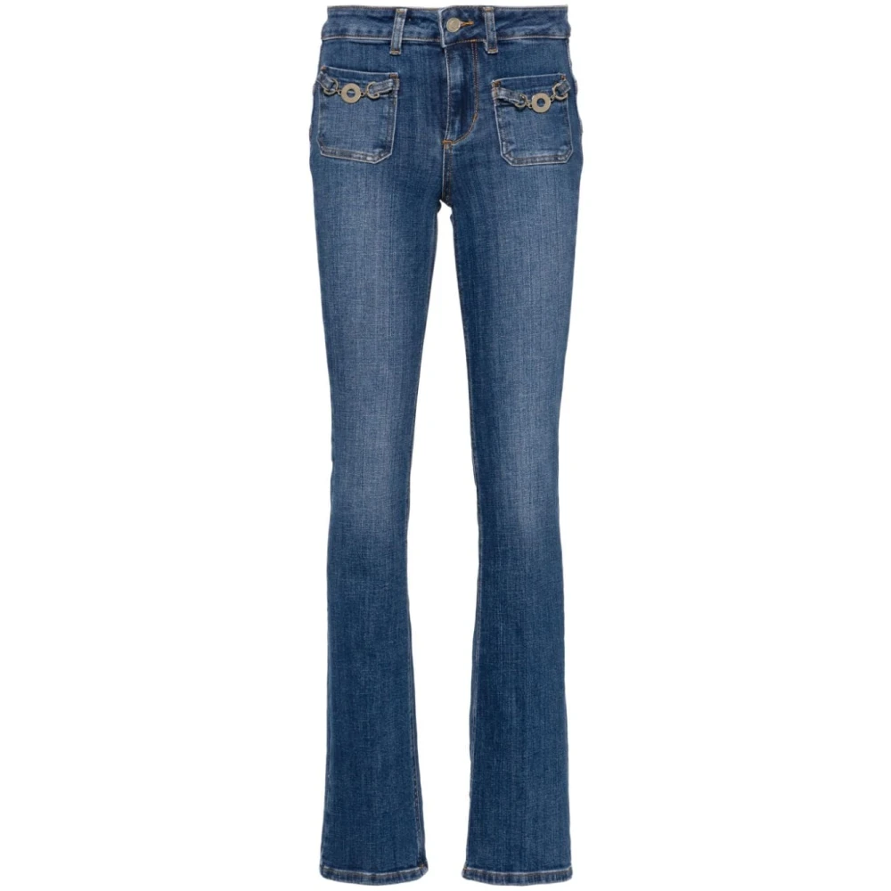 Liu Jo Blauwe Straight Fit Jeans Rits Sluiting Blue Dames