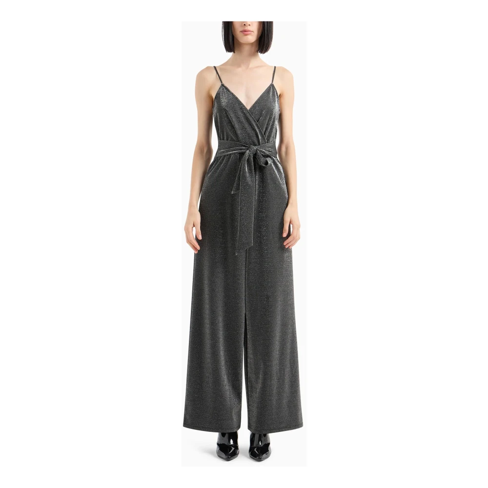 Armani Exchange V-hals Jurk met Riem en Dunne Bandjes Gray Dames