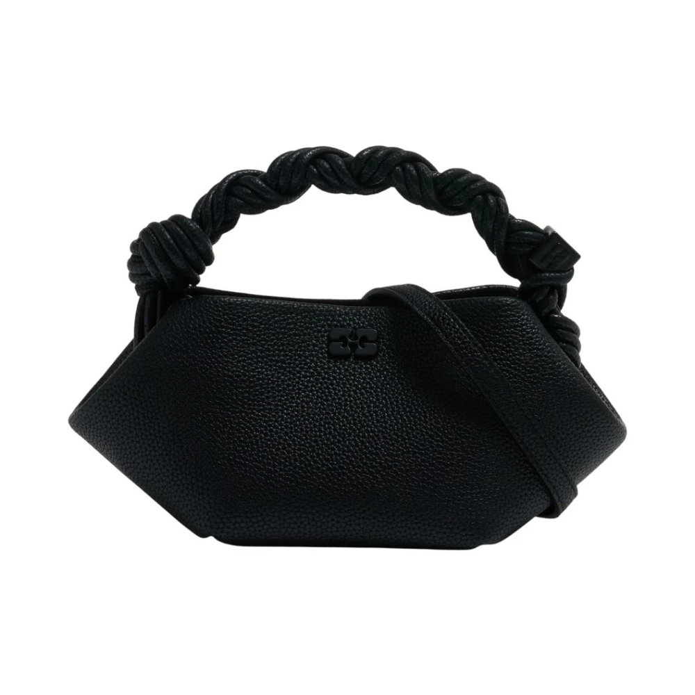 Ganni Women's Black Grained Mini Bou Bag - Handbags - One Size - Bags