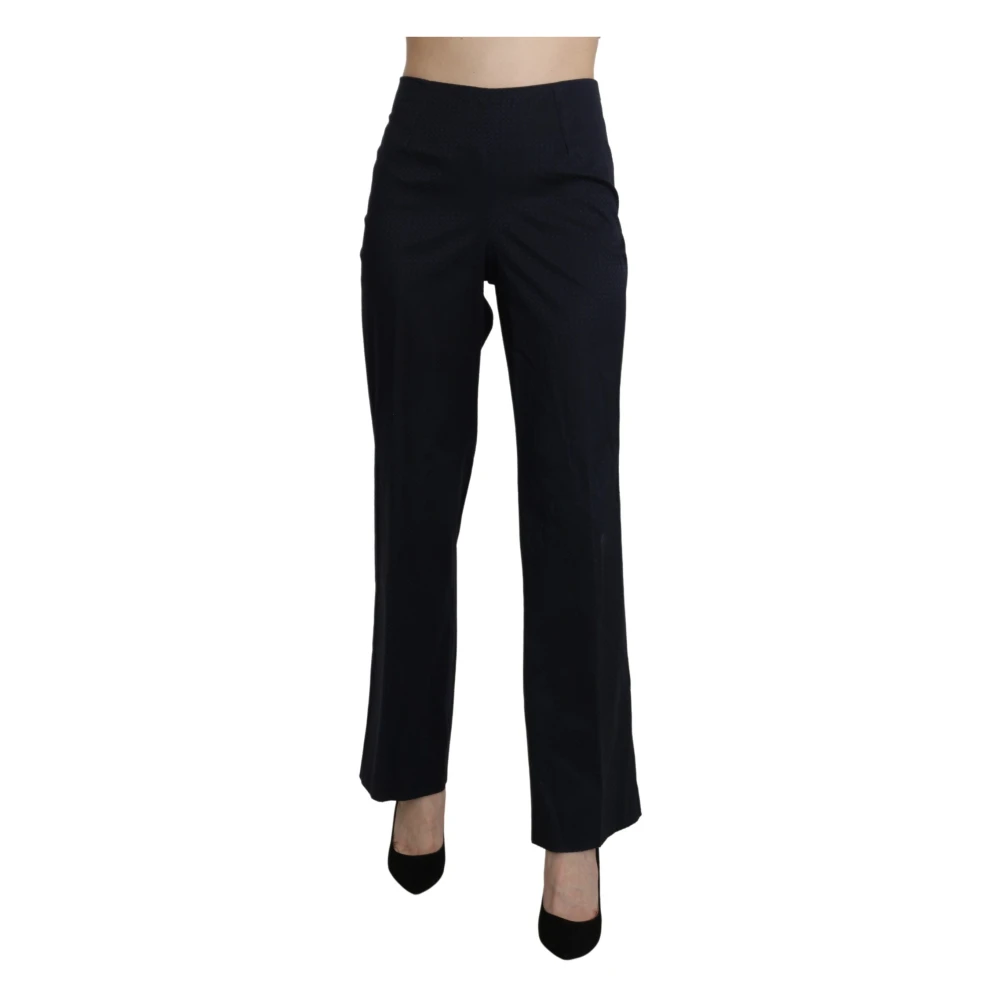 Bencivenga Blue Wide Trousers, Female, Xl, Navy High-Waisted Straight Cotton Trousers