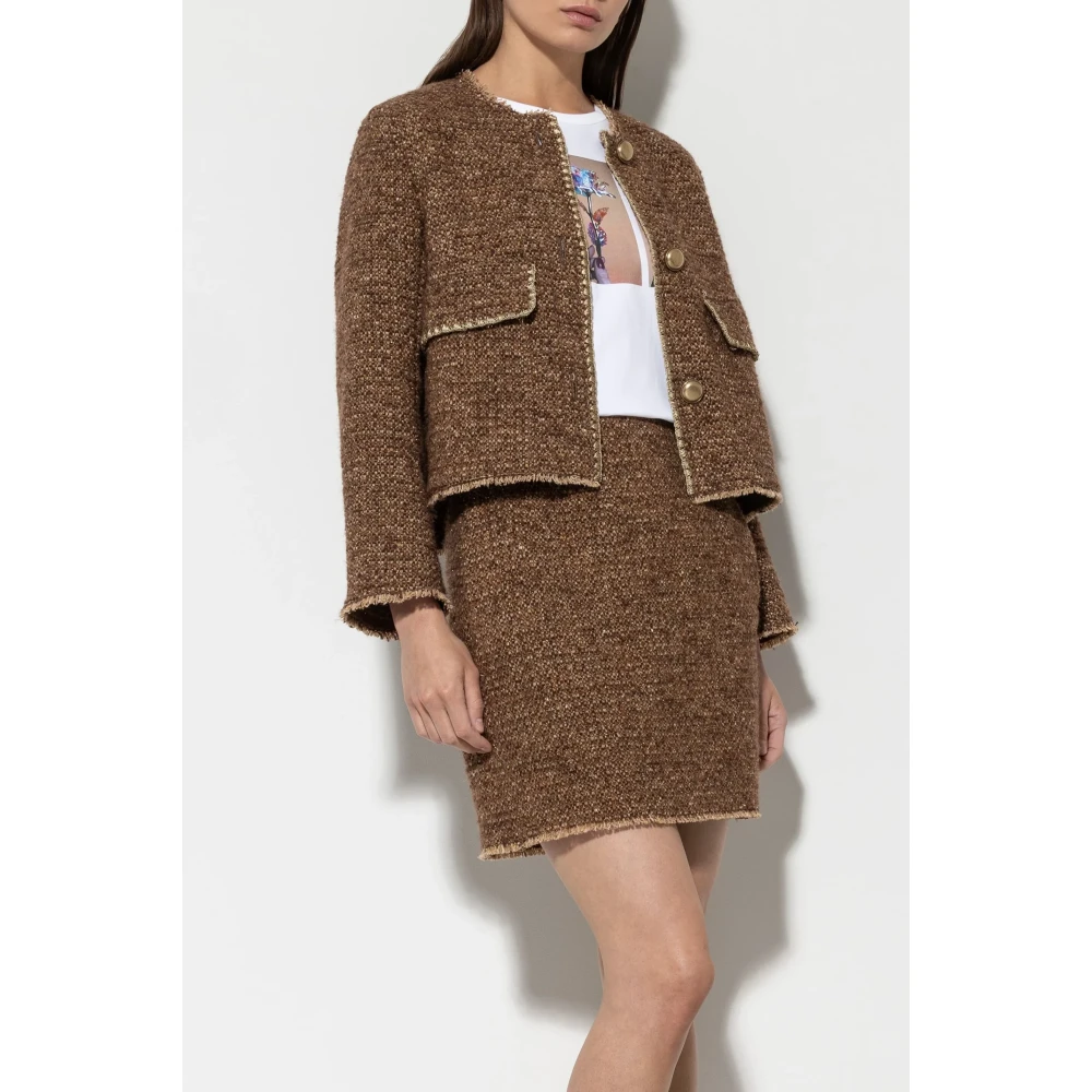 LUISA CERANO Tweed jasje met gouden glans Brown Dames