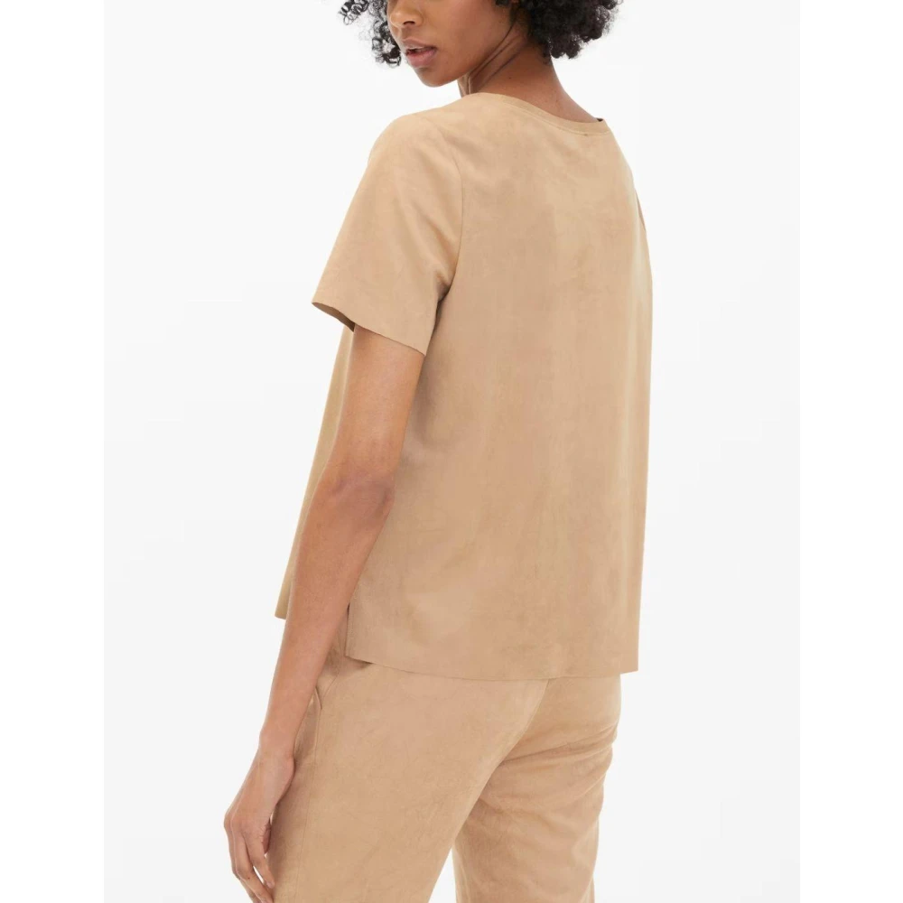 Juvia Klassieke Velvet T-shirt Kameel Brown Dames