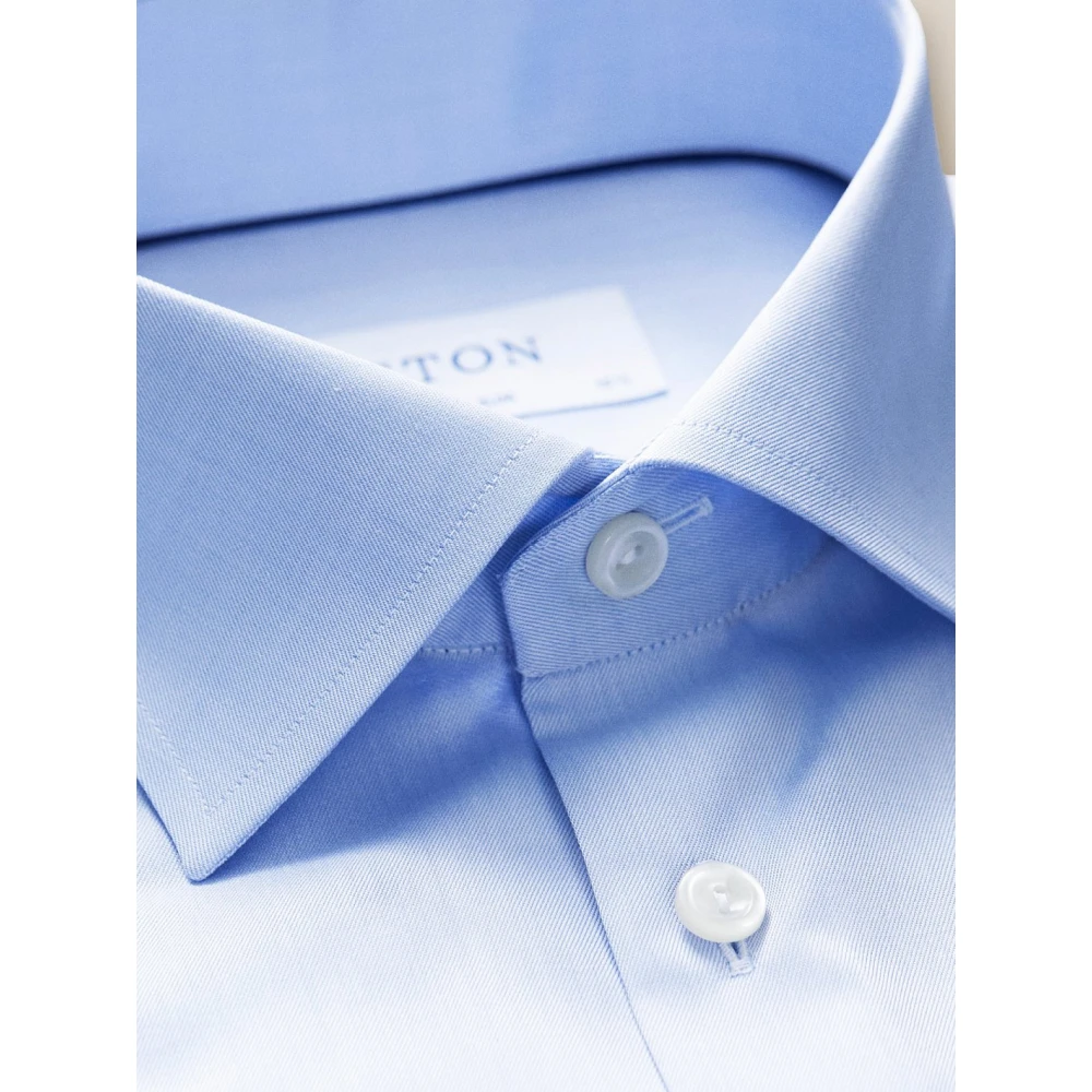 Eton Lichtblauw Super Slim Signature Twill Overhemd Blue Heren