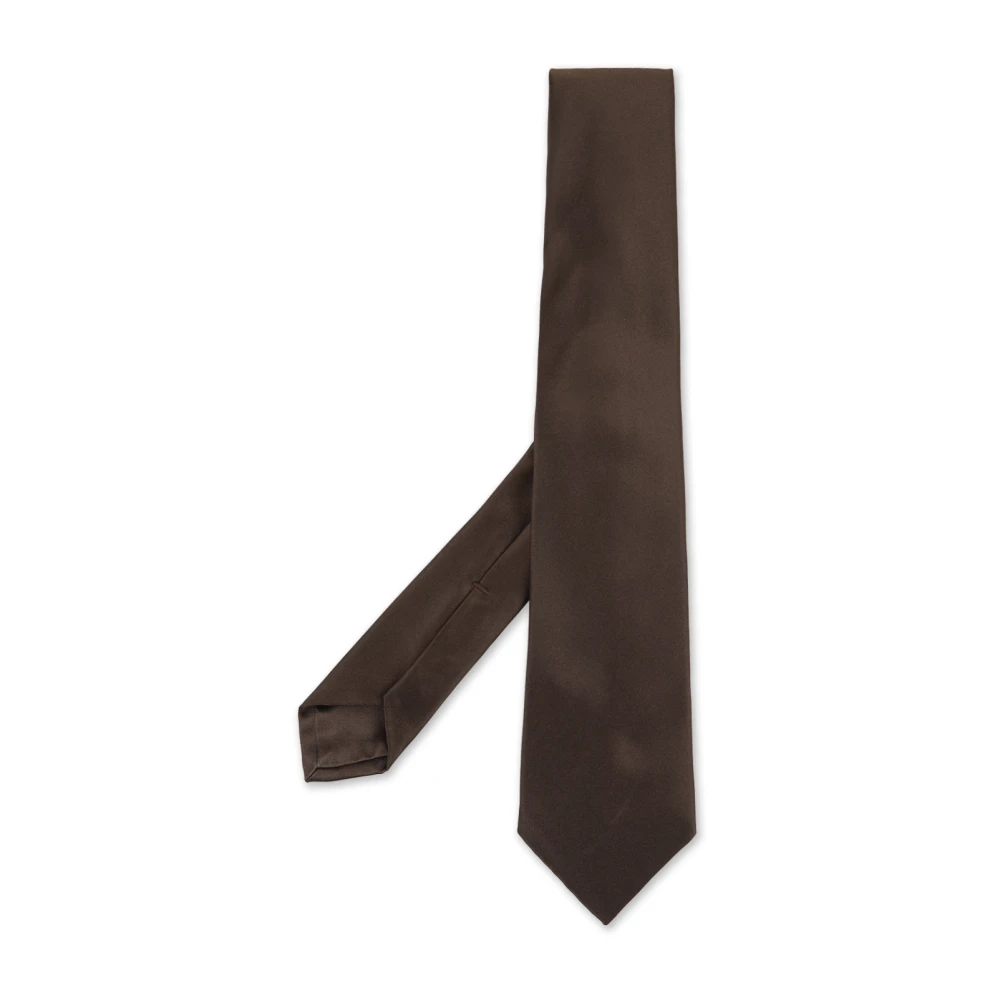 Kiton Zijden Bruine Stropdas Brown Heren