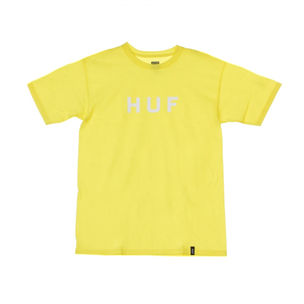 HUF Essentials Logo Gul Streetwear T-shirt Yellow, Herr