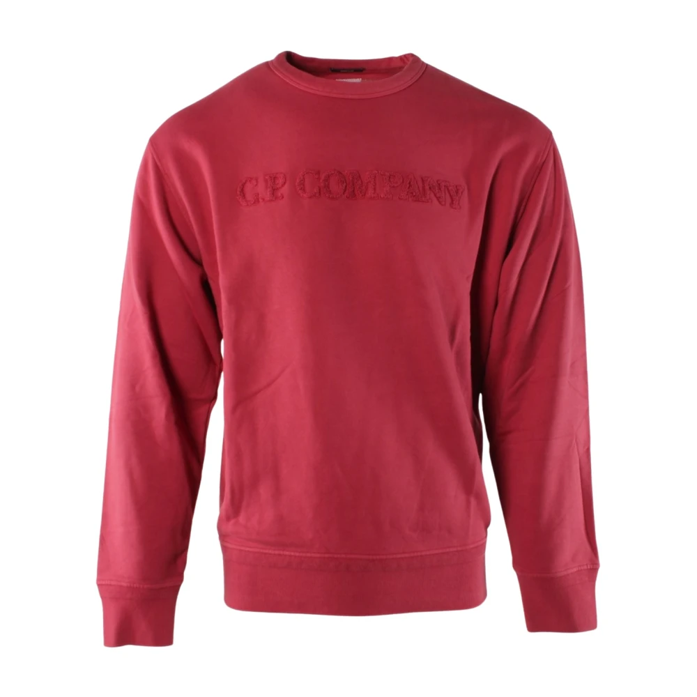 C.P. Company Rode Katoenen Sweater met Diagonale Fleece Red Heren