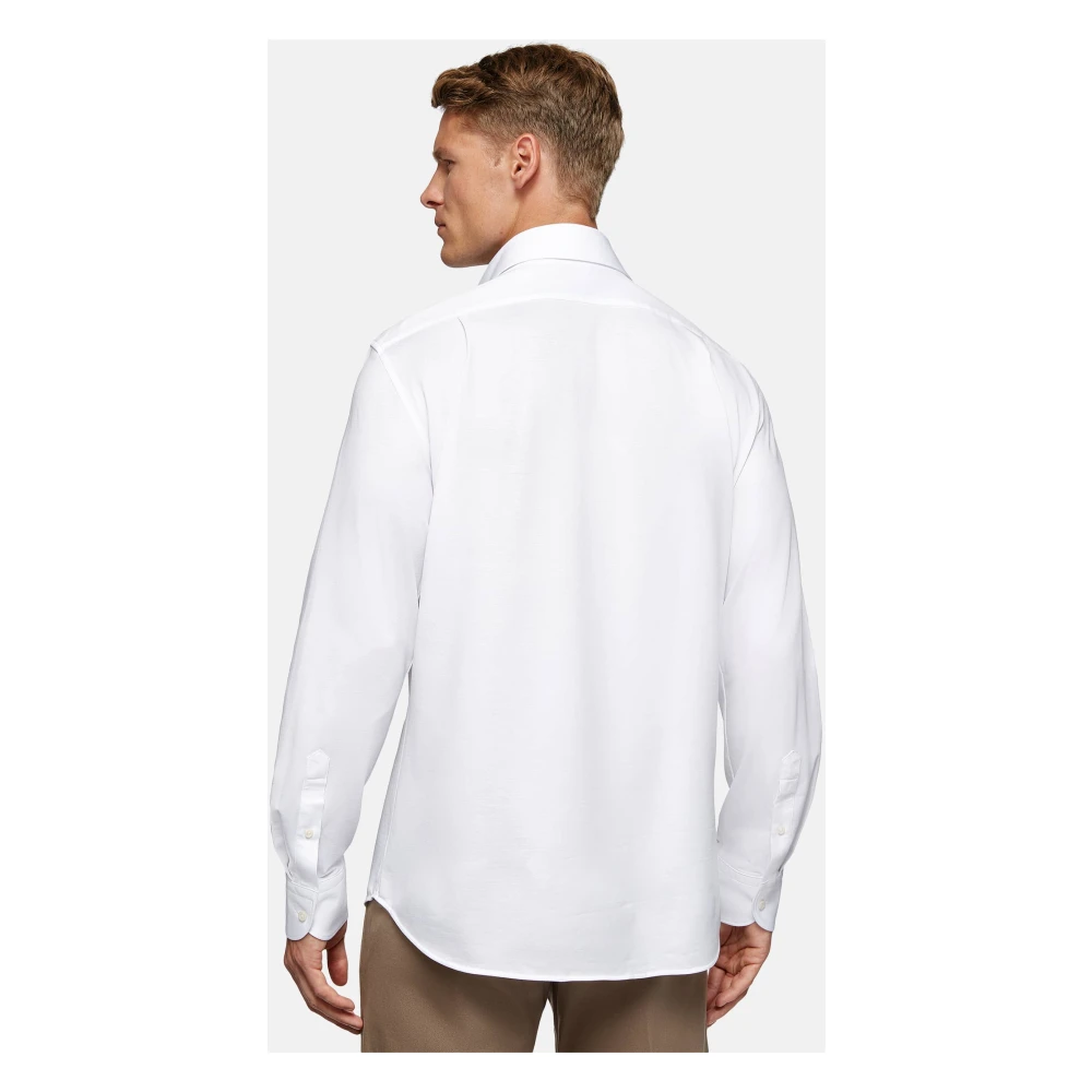 Boggi Milano Jersey Polo Shirt met Bowlingkraag Regular Fit White Heren