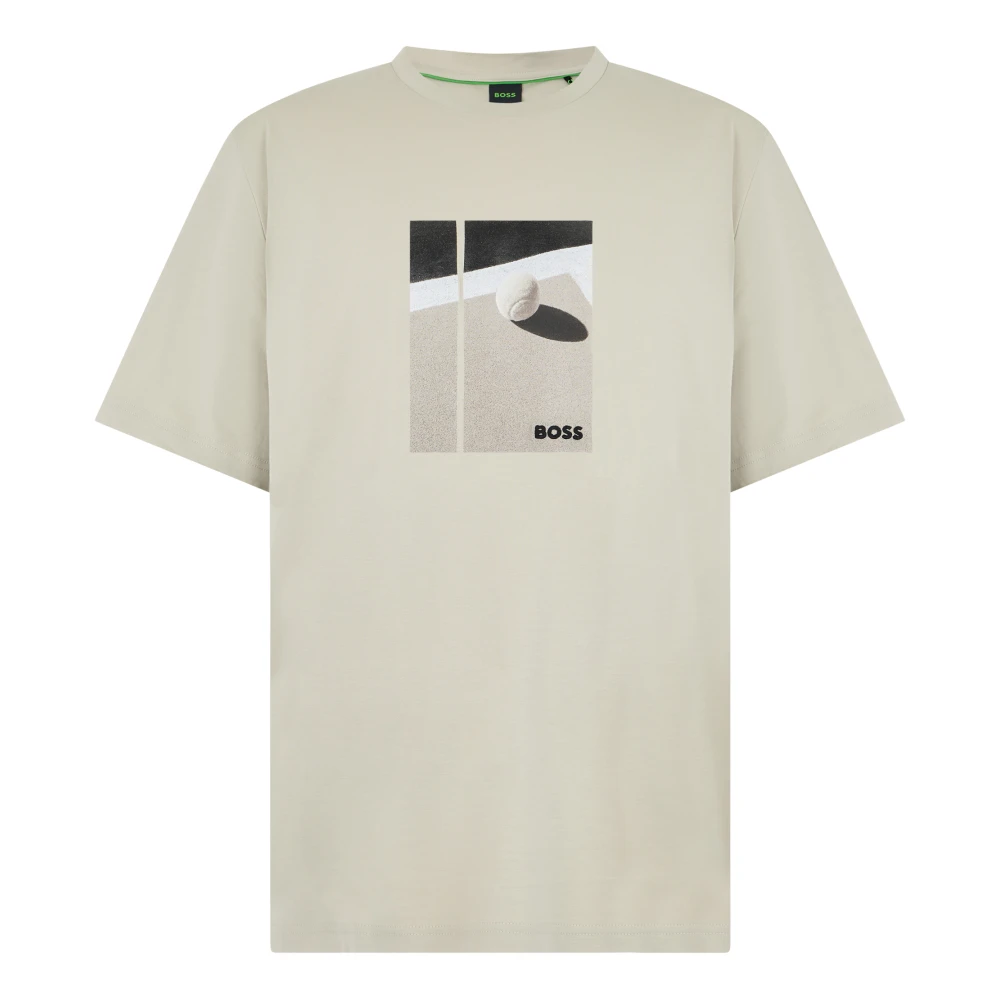 Hugo Men's Beige T-Shirts, S, Cotton T-Shirt With Print