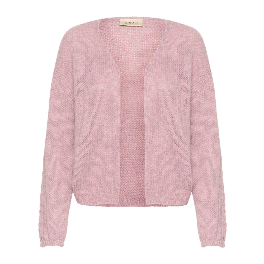 Cream Roze Gebreid Vest met Open Voorkant Pink Dames