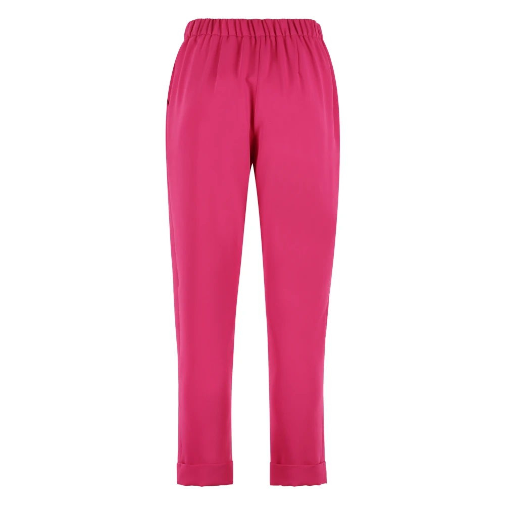 P.a.r.o.s.h. Crêpe Broek met Elastische Tailleband Pink Dames