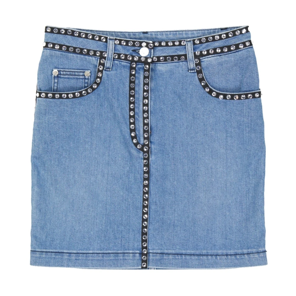 Moschino Women's Blue Denim Skirt Crystal Embellished Extra Small