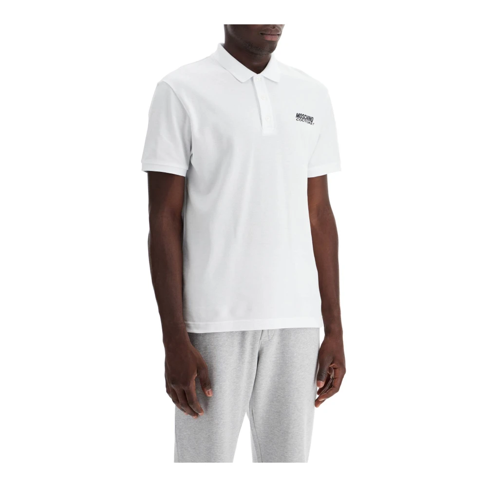 Moschino Polo shirt met geborduurd logo White Heren