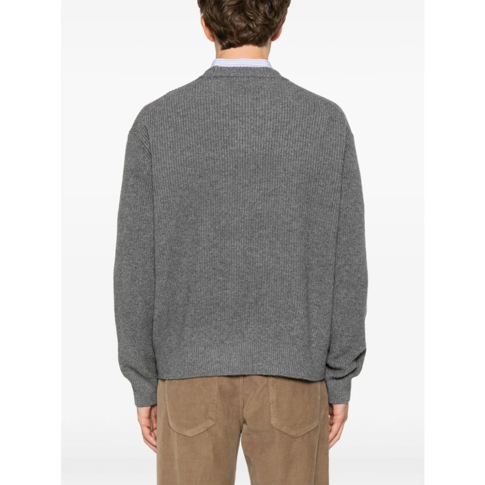 Maison Kitsuné Vos Hoofd wol trui grijs Gray Heren