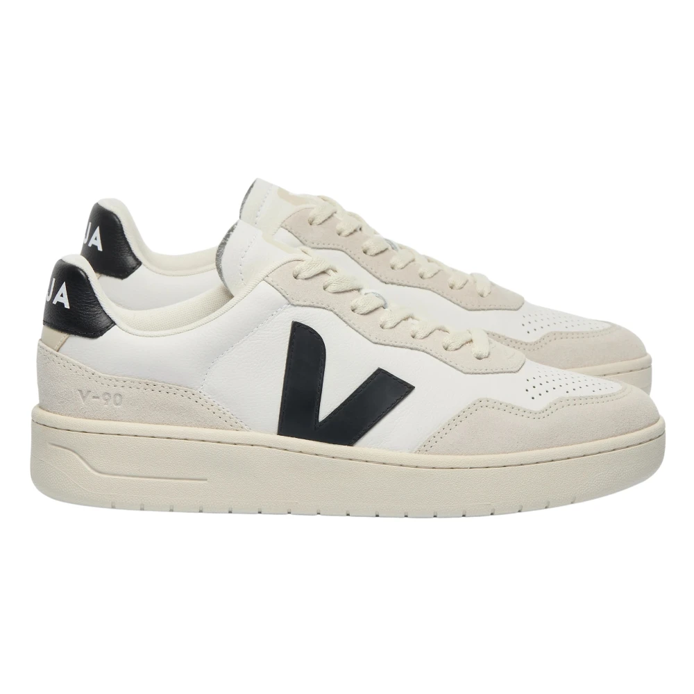 Veja Witte leren sneakers met zwarte accenten Dames Schoenen Veelkleurig Multicolor