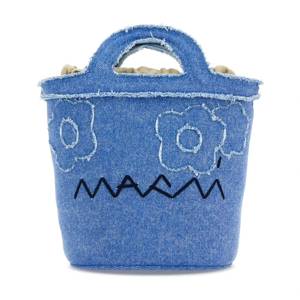 Marni Donna Blu - Borsa A Secchiello In Denim Ricamato - Bags - One Size