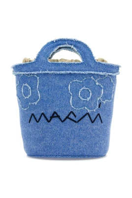 Broderad Bucket Bag i Denim