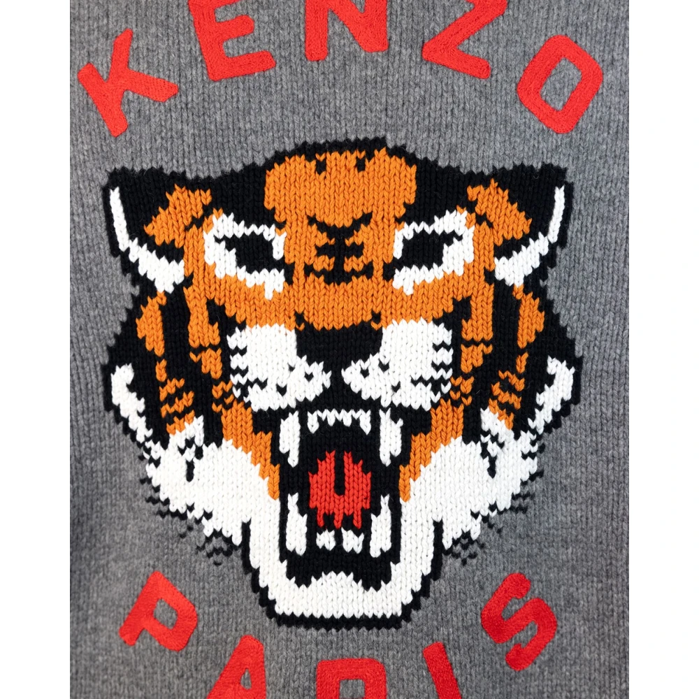 Kenzo Geborduurde Lucky Tiger Sweater Gray Heren