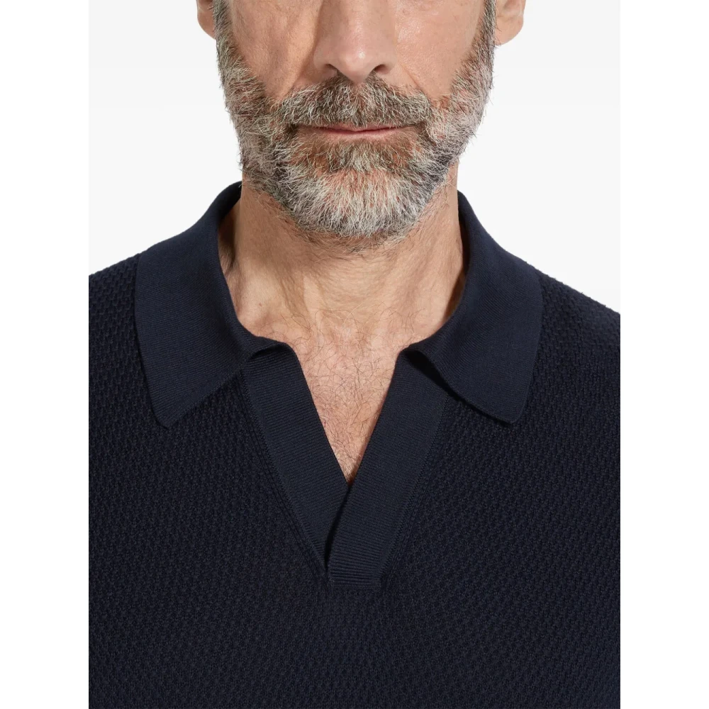 Z Zegna Blauwe Polo T-shirt 100% Katoen Italië Blue Heren