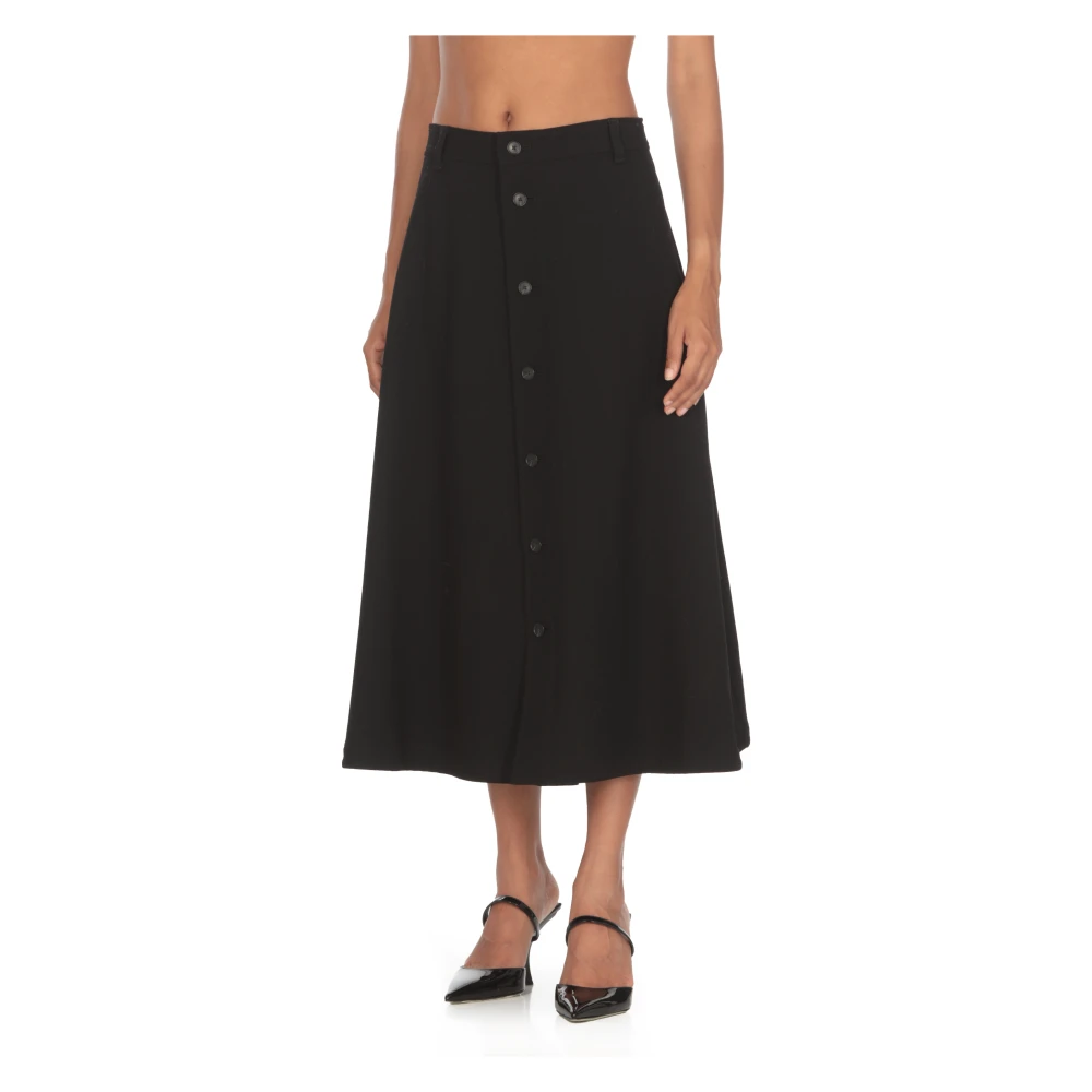 Ralph Lauren Zwarte wollen rok met knopen en zakken Black Dames