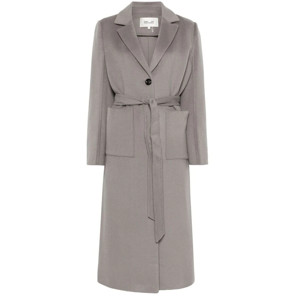 Diane Von Furstenberg Grijze wollen jas met ceintuur Gray Dames