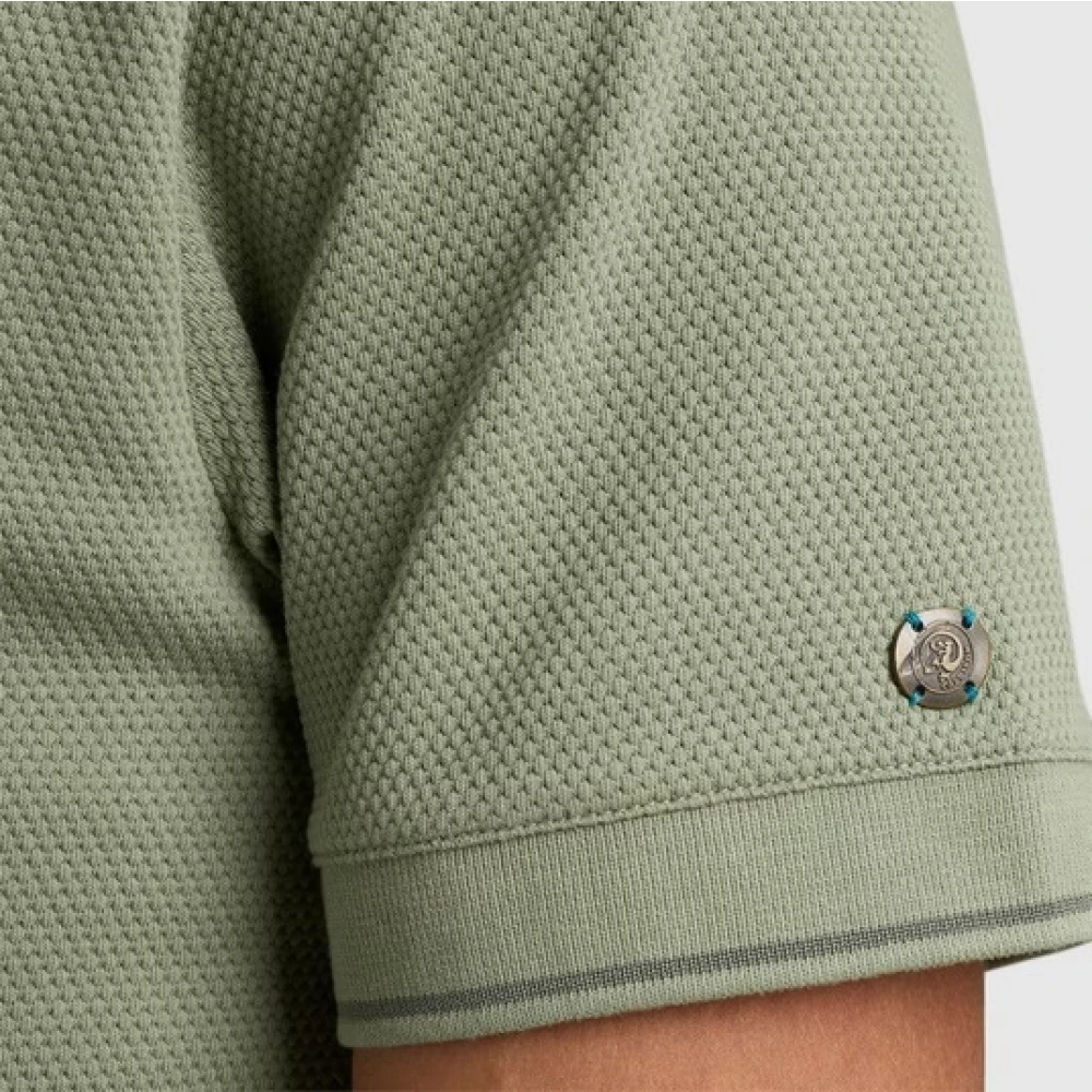 Cast Iron Gestructureerd Jersey Polo Shirt Green Heren