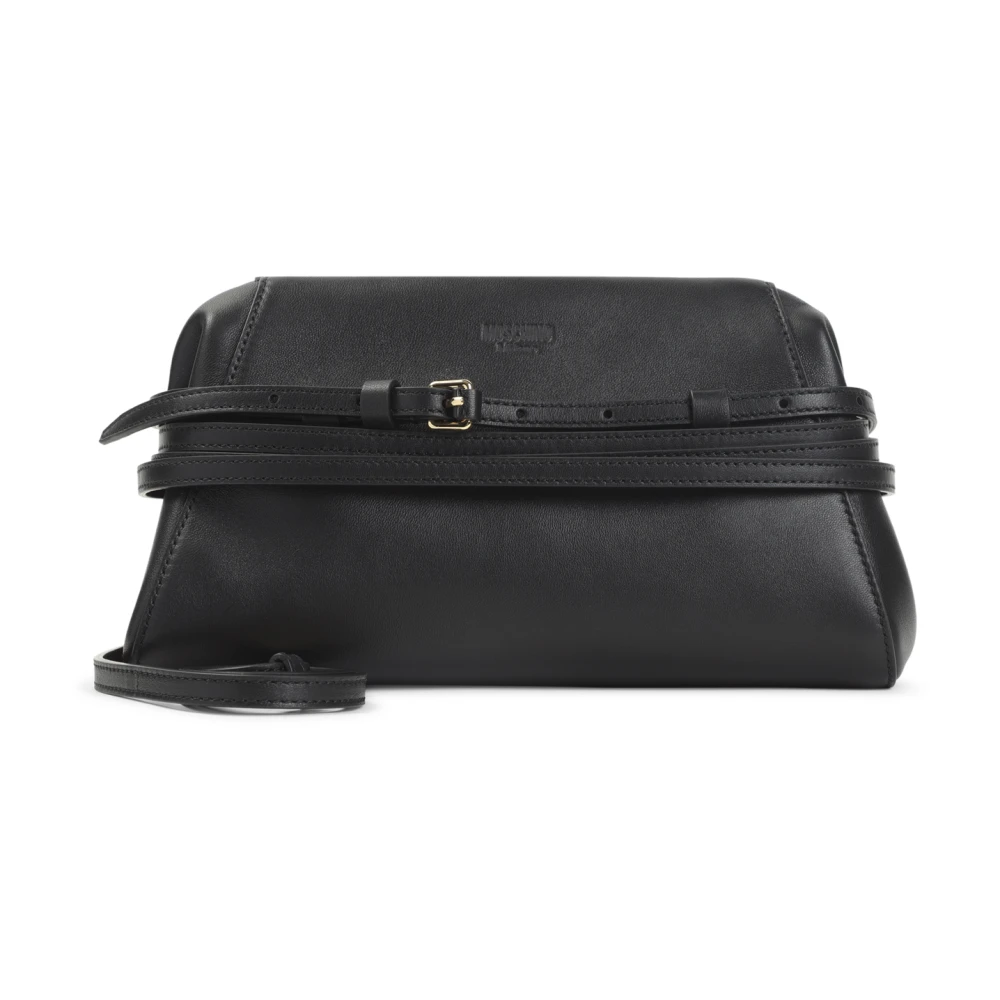 Moschino Black Belted Shoulder Bag - Female - Cross Body Bags - One Size - Bags