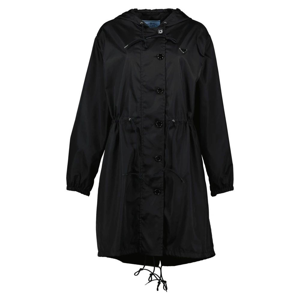Prada Women's Black Parkas, M, Re-Nylon Raincoat