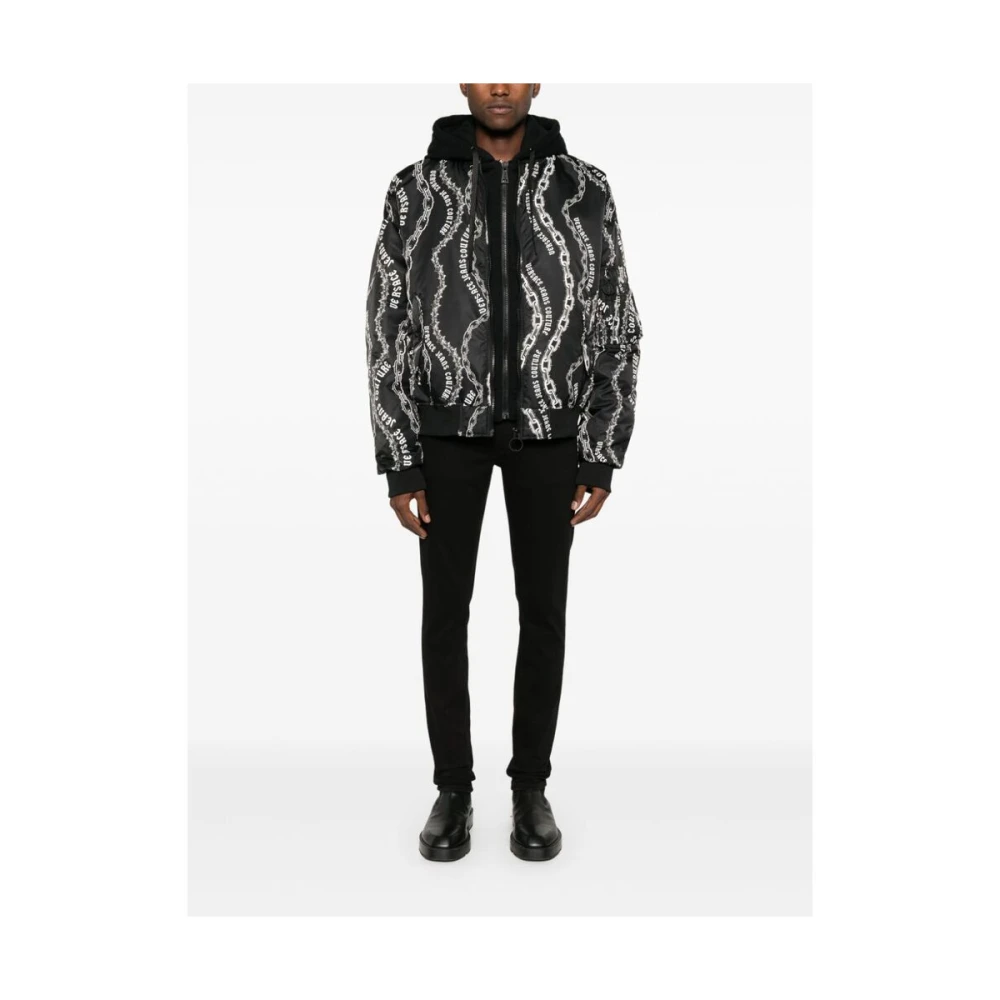 Versace Jeans Couture Ketting-Link Print Hoodie Jas Black Heren