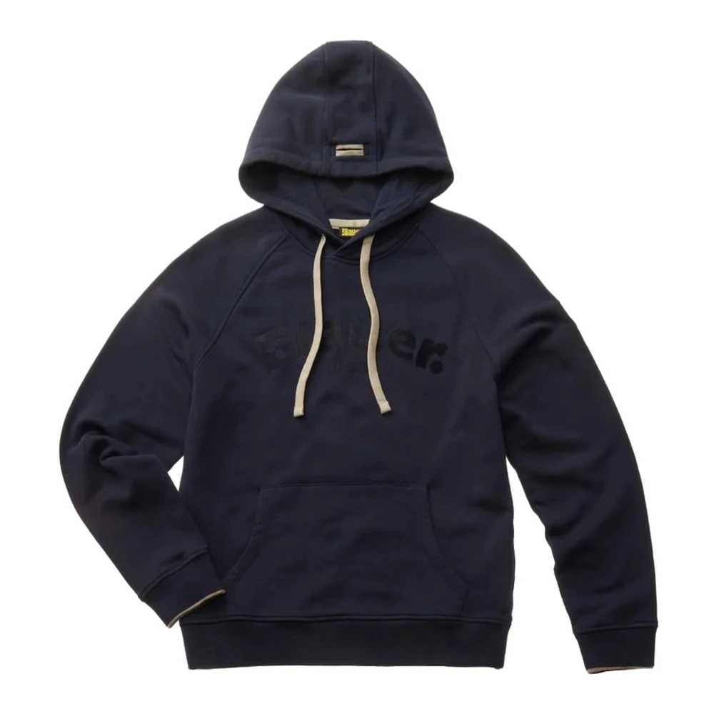 Blauer Katoenen Hoodless Sweatshirt Blue Heren