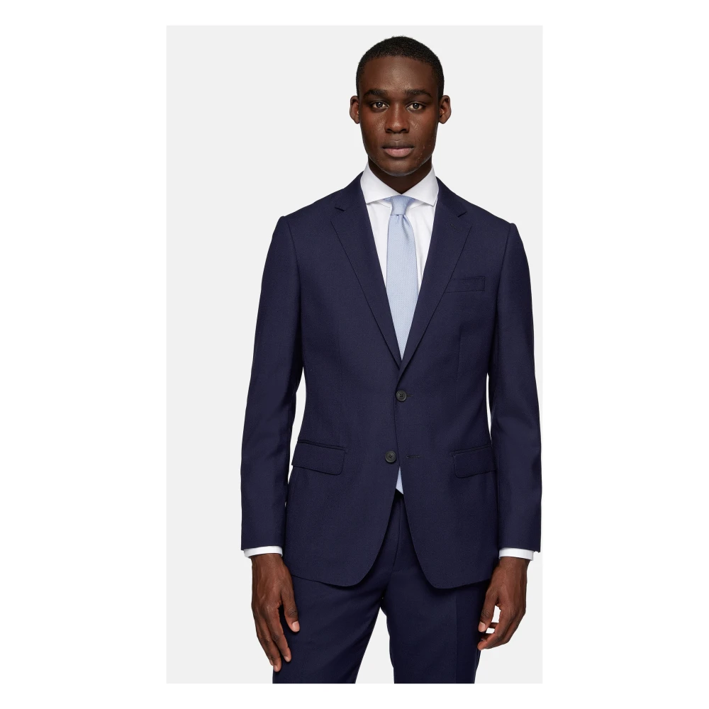 Boggi Milano Sable Wol Polyester Zijde Pak Stijl Anversa Blue Heren