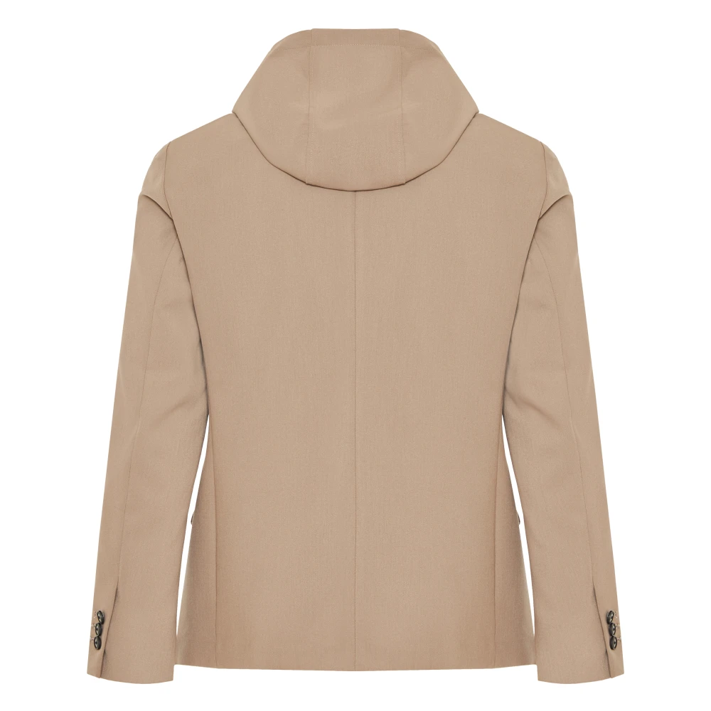 Emporio Armani Afneembare Hooded Jas met Ritssluiting Beige Heren