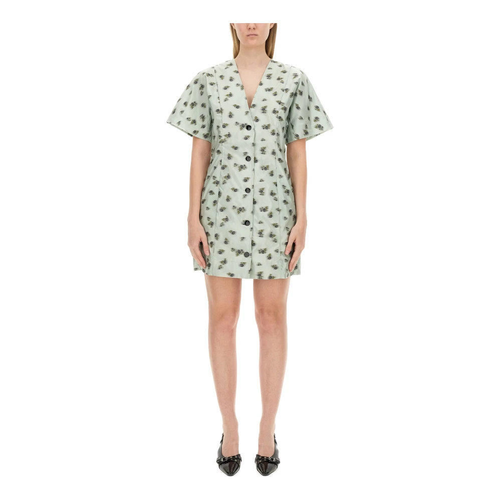 Ganni Women's Multicolor Short Dresses, Xs, Organza Jacquard Mini Dress
