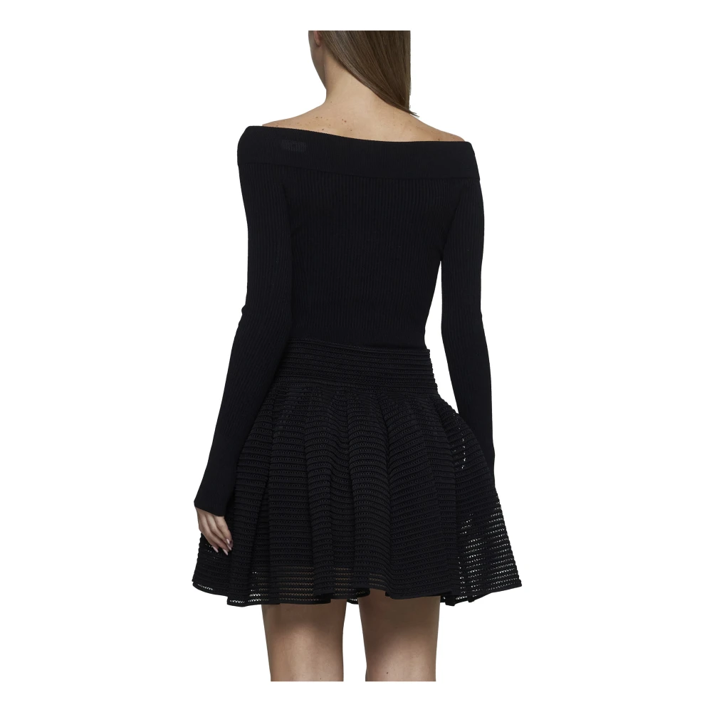 Alaïa Uitlopende Zwarte Rok Elastische Tailleband Black Dames