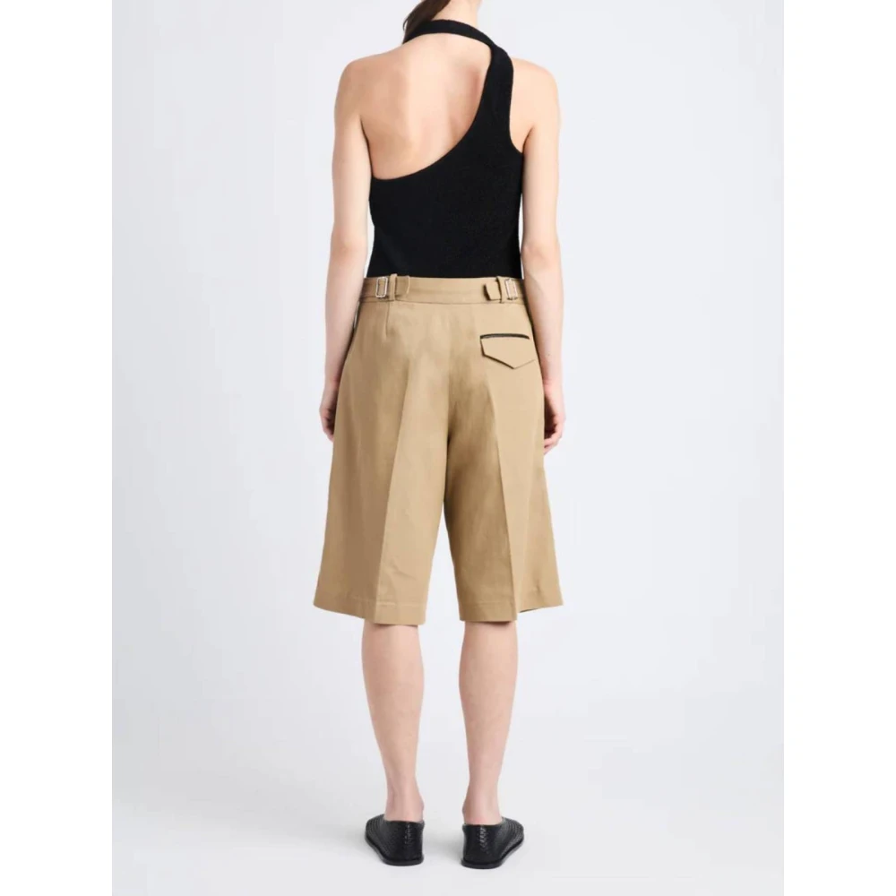 Proenza Schouler Korte Katoenen Linnen Bermuda Shorts Beige Dames