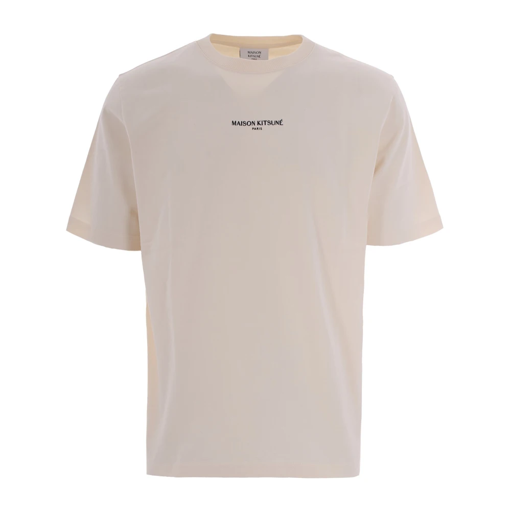 Maison Kitsuné Men's Beige T-Shirts, M, Paris Comfort Tee-Shirt