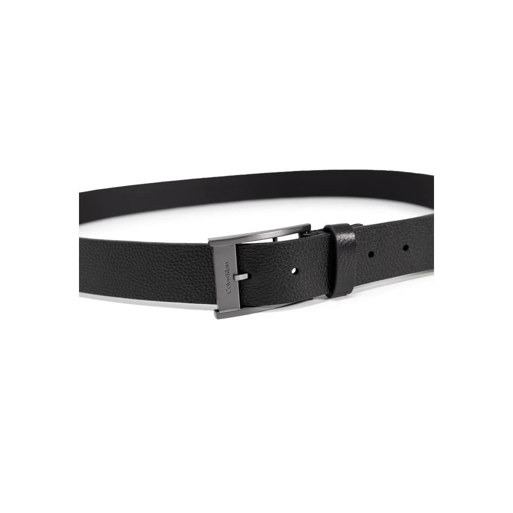 Calvin Klein Zwarte Leren Riem voor Mannen Black Heren