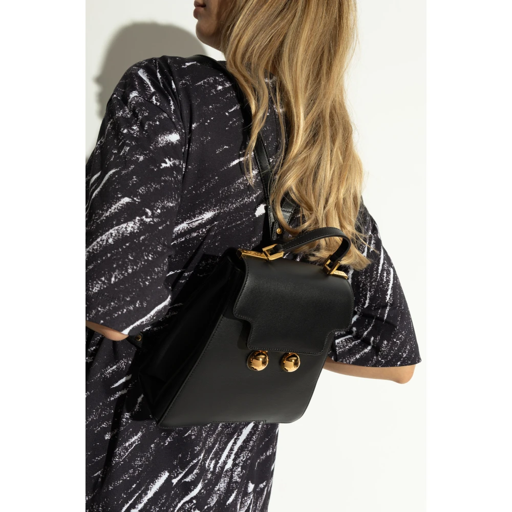 Marni Leren rugzak Black Dames