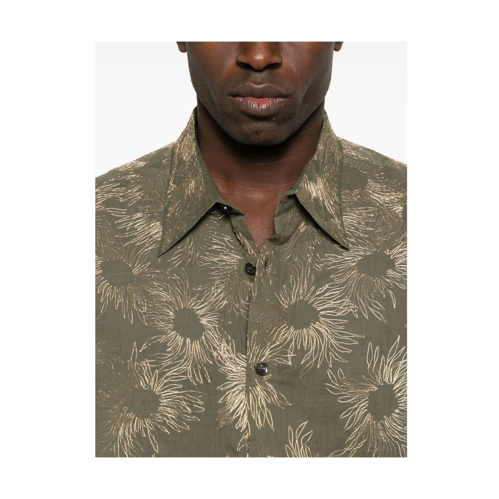 Dries Van Noten Khaki Overhemd met 3D Details Green Heren