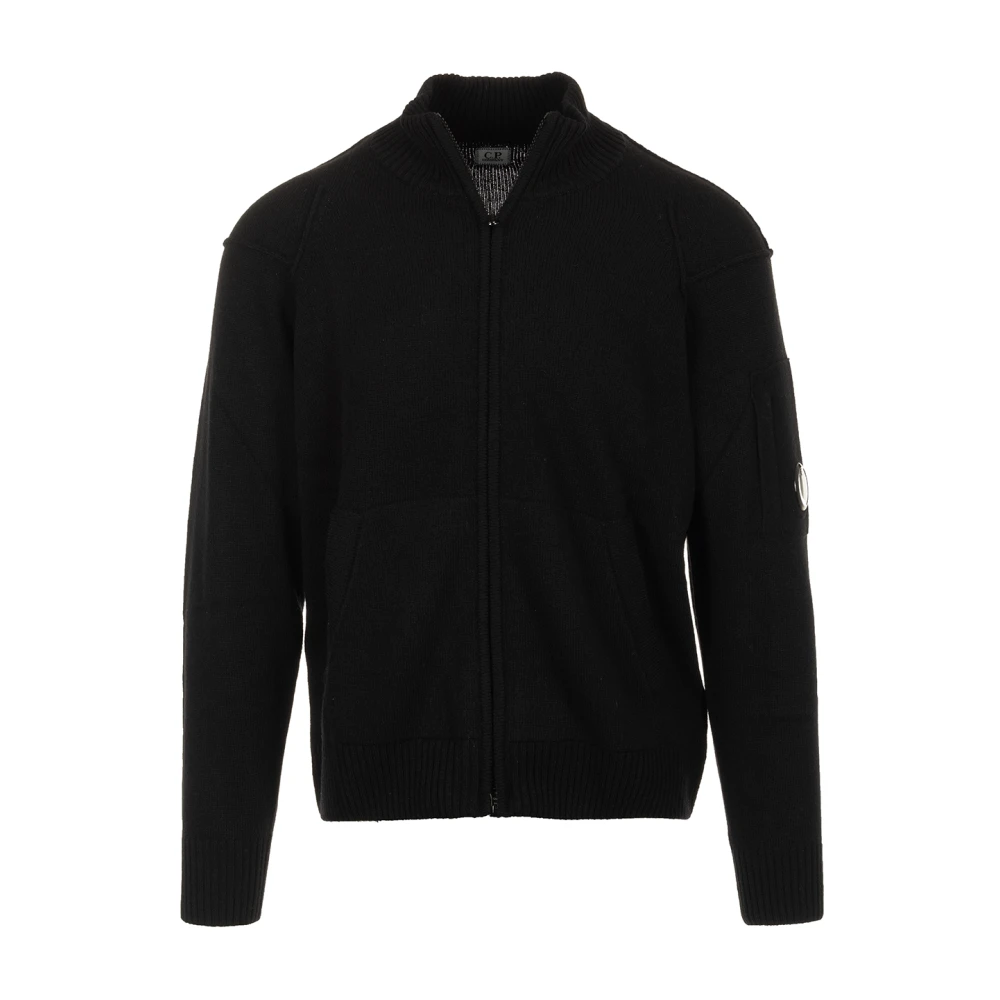 C.P. Company Zwarte Lamswol Ritsvest Sweaters Black Heren