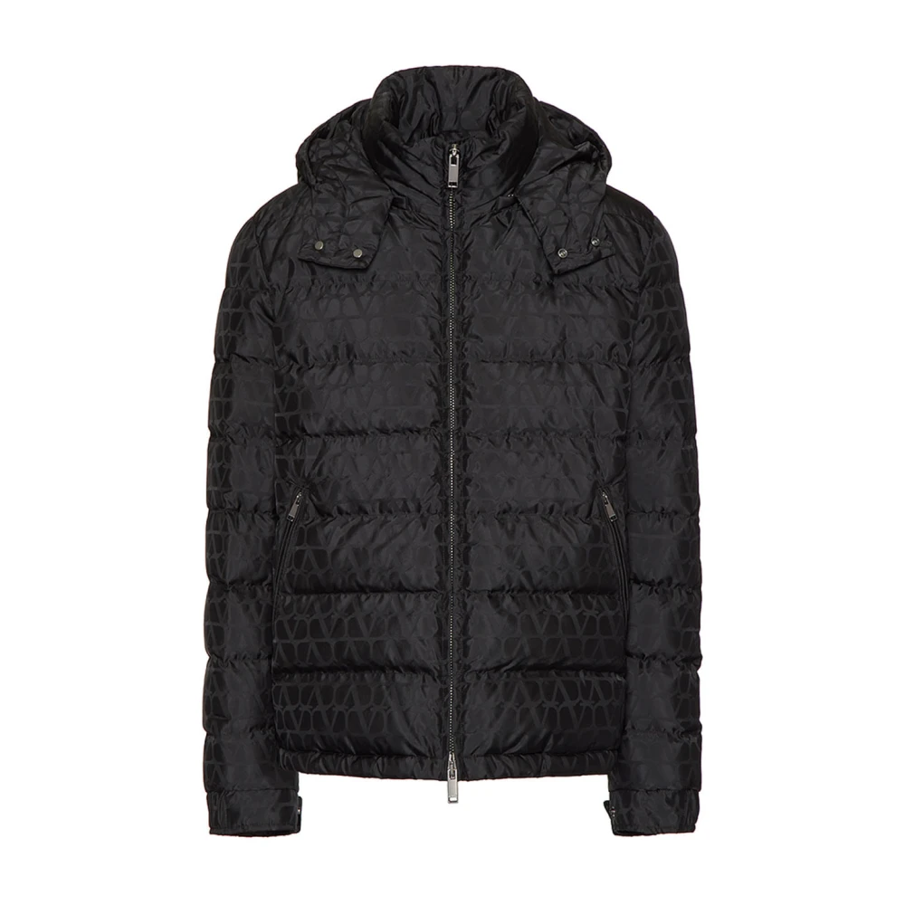 Valentino Garavani Black Winter Jackets, Male, 2XL, Stylish Jacket With Unique Design