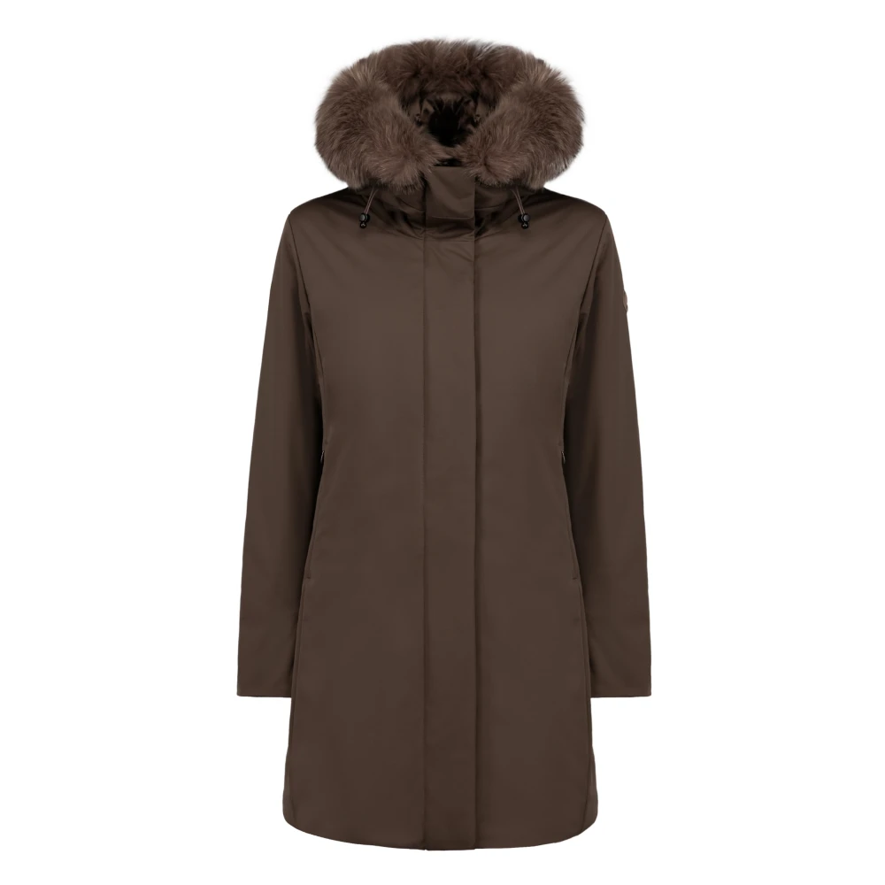 People of Shibuya Technische parka met afneembare bontcapuchon Brown Dames