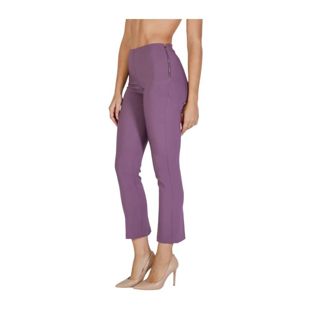 Sandro Ferrone Paarse High-Waisted Polyester Blend Broek Purple Dames