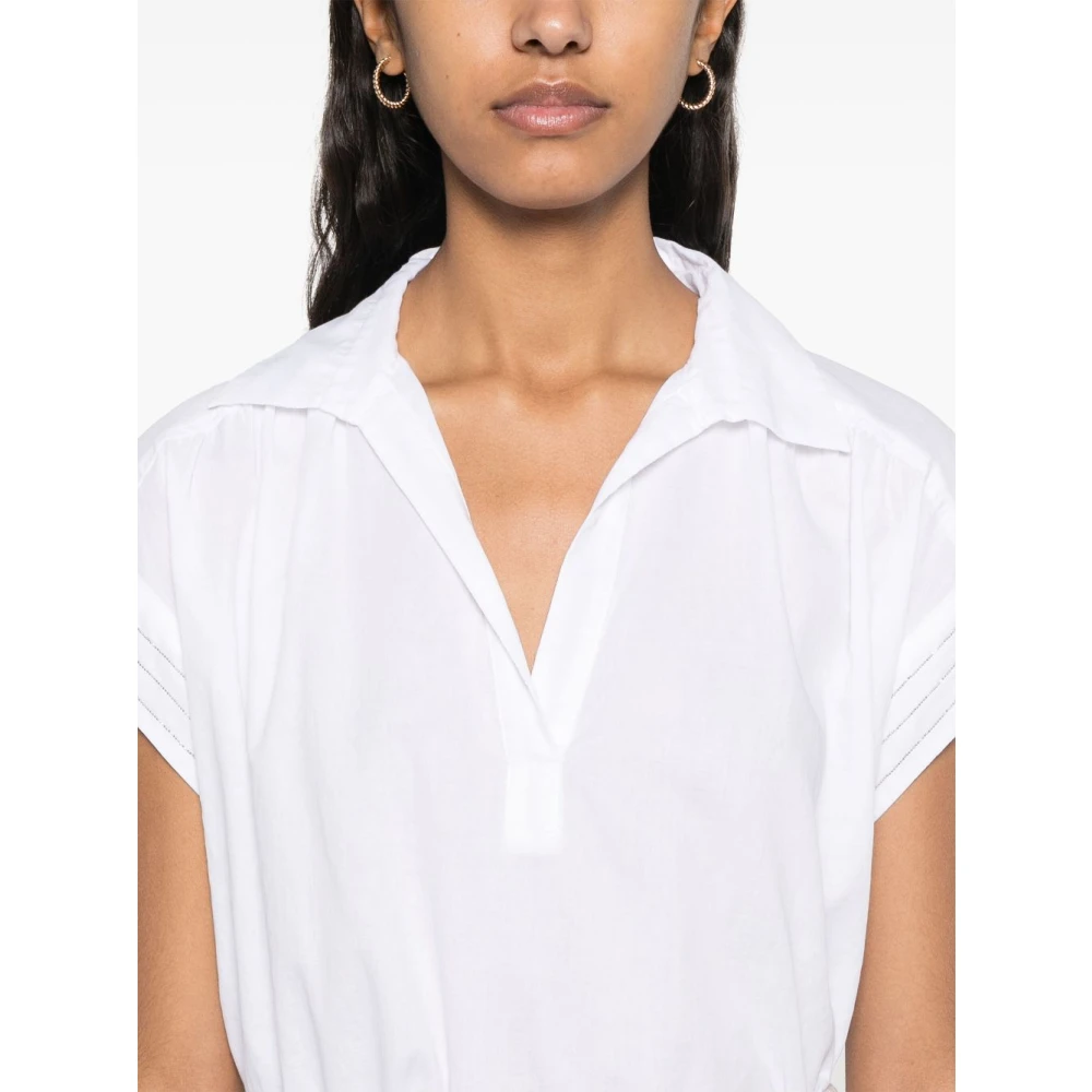 PESERICO Witte V-hals Shirt Korte Mouwen White Dames